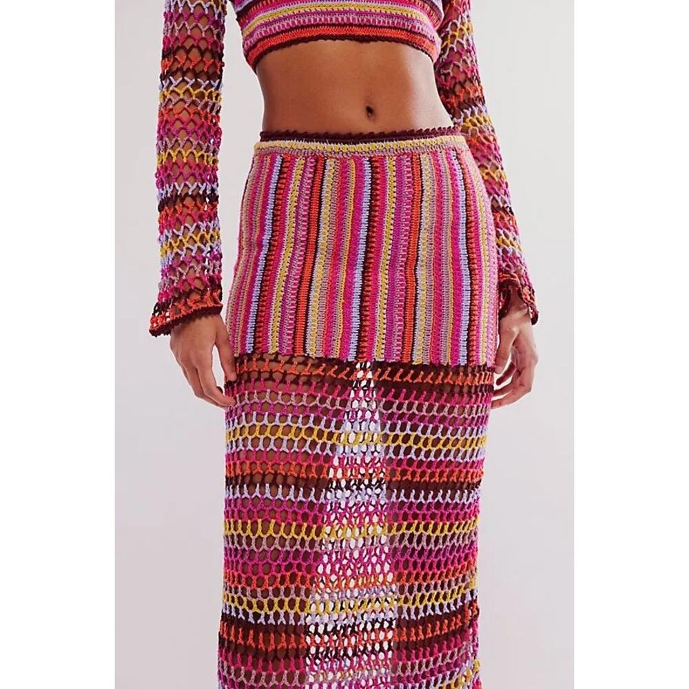 Free People Bali Sunrise Knit Maxi Skirt NWT
